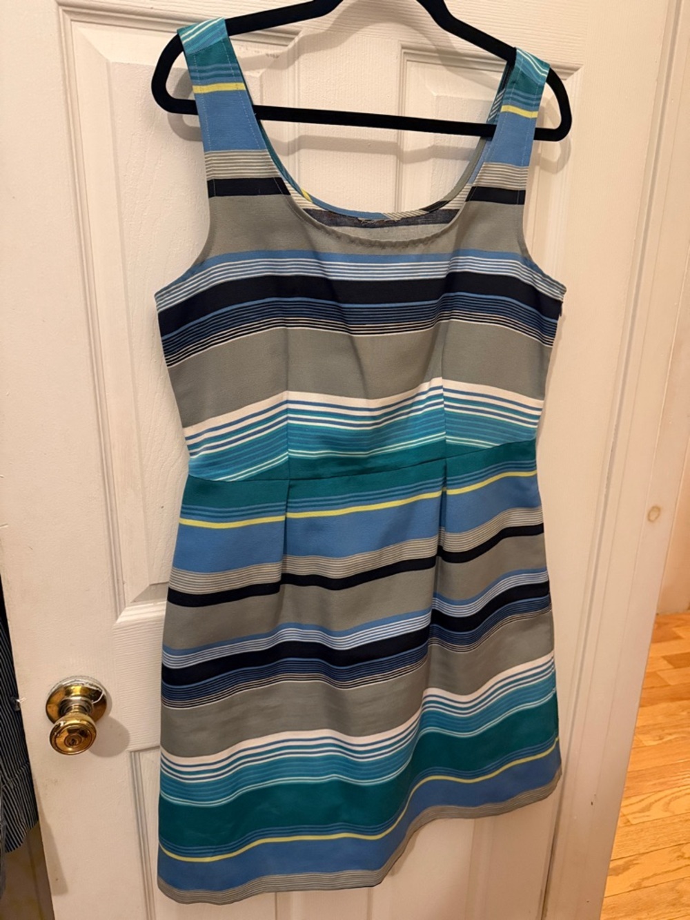 Sleeveless Striped Blue & Gray Summer Dress